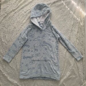 Harry Potter Cozy Fleece Hoodie Baby Blue Hogwarts Letter Owl Details Size Large